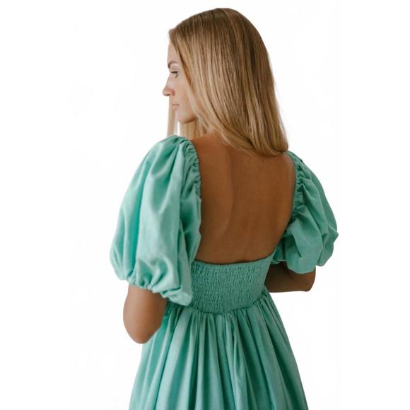 NEW BALI ELF cherie puff sleeve midi dress in tosca - Picture 5 of 6